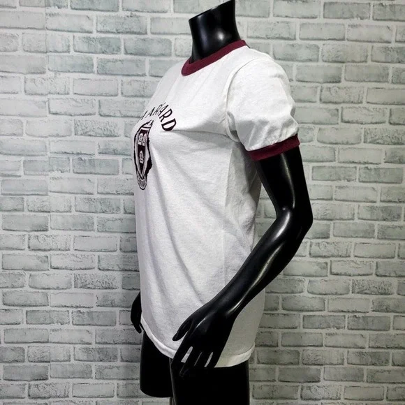 Vintage 80s Champion Size M Harvard University Single Stitch Ringer Short Sleeve - Picture 3 of 8